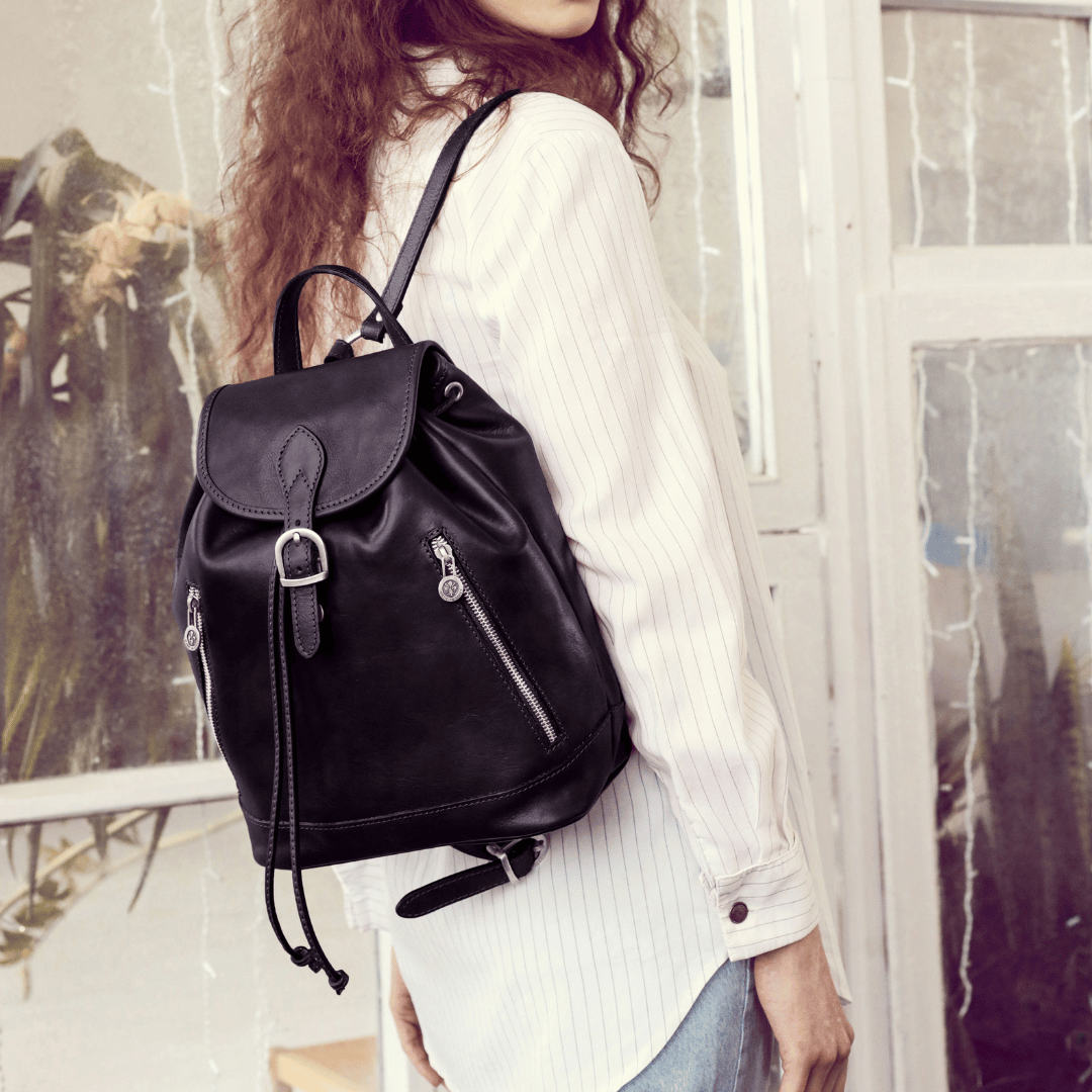 Leather Backpack for Women - White Noise