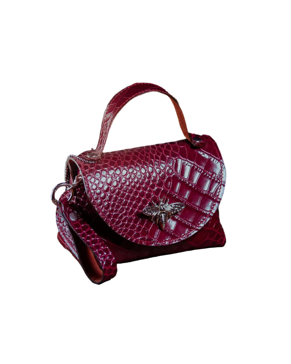 Red micro textured handbag