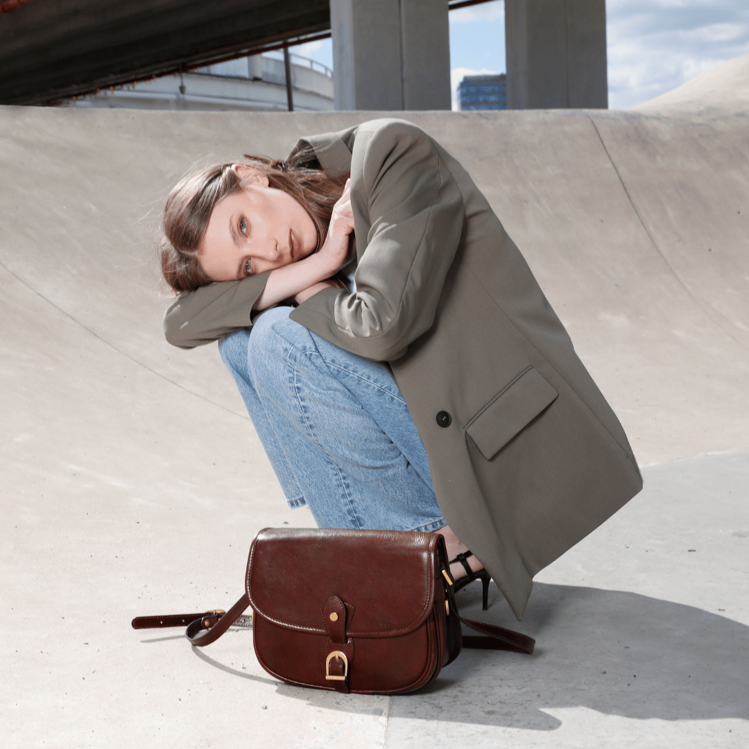 Womens Leather Saddle Bag - Women In Love