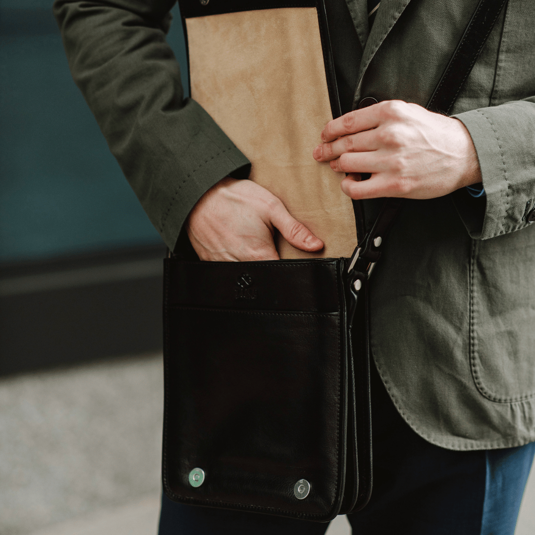 Small Leather Messenger Bag - On The Road