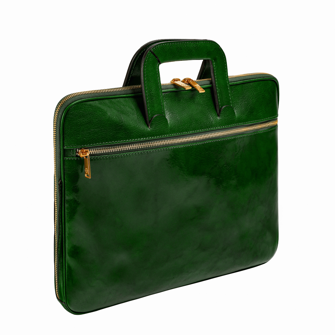 Leather Briefcase Laptop Bag - Brave New World