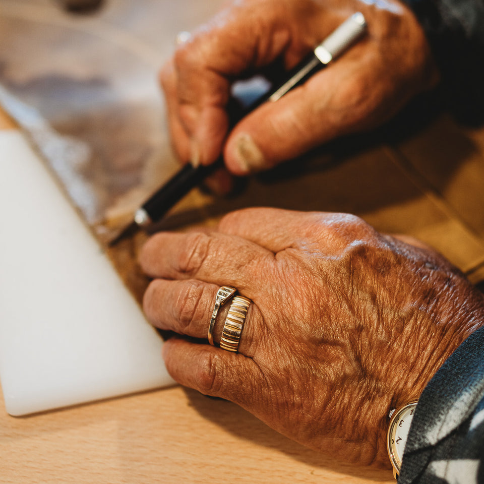 Active Elders engage with Keith J Caruana, mastercraftsman at Captain's Cut leather 