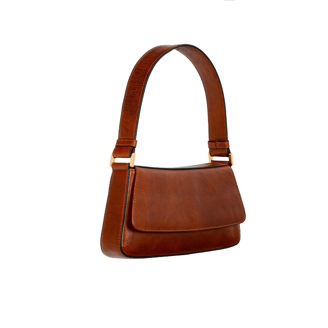 Leather Baguette Handbag for Women - Bright Lights, Big City