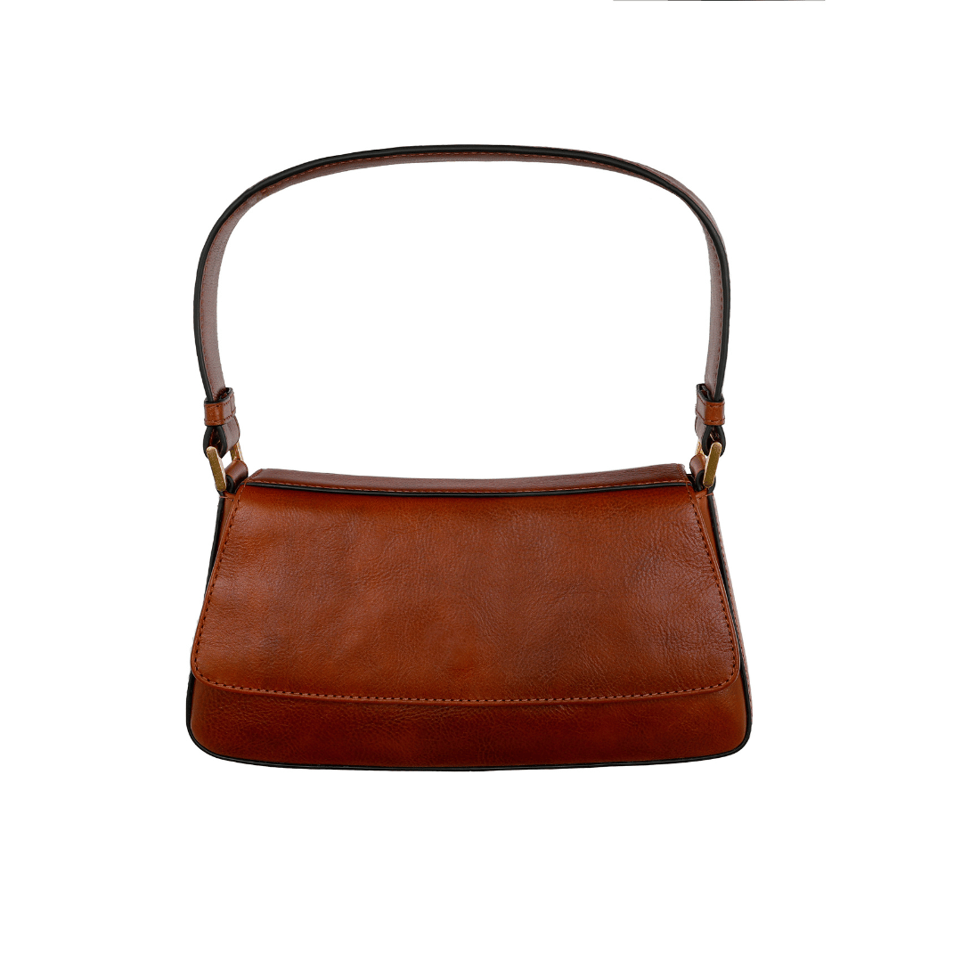 Leather Baguette Handbag for Women - Bright Lights, Big City