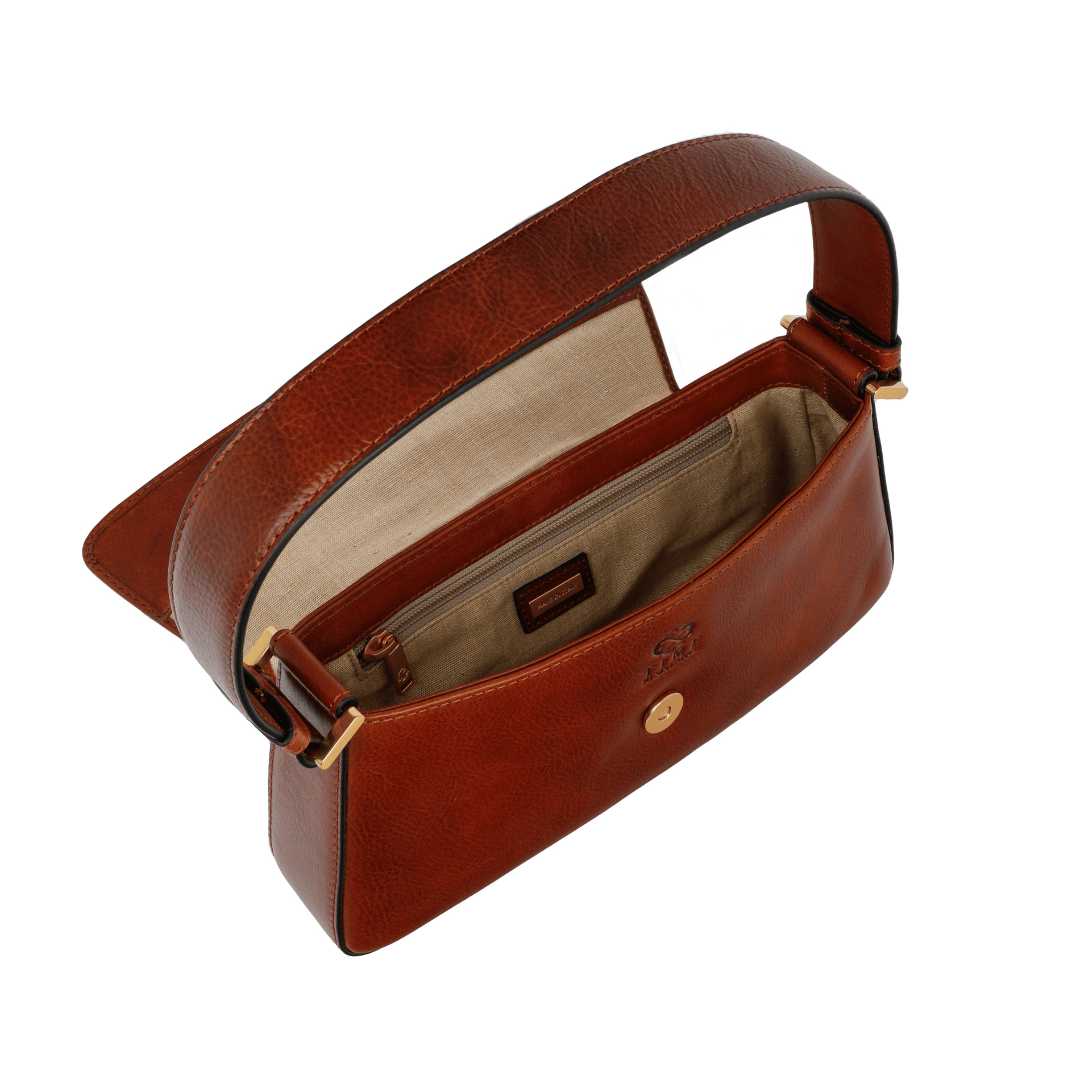 Leather Baguette Handbag for Women - Bright Lights, Big City