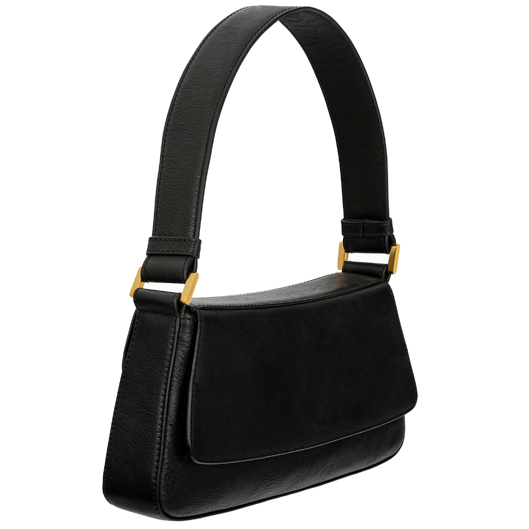 Leather Baguette Handbag for Women - Bright Lights, Big City