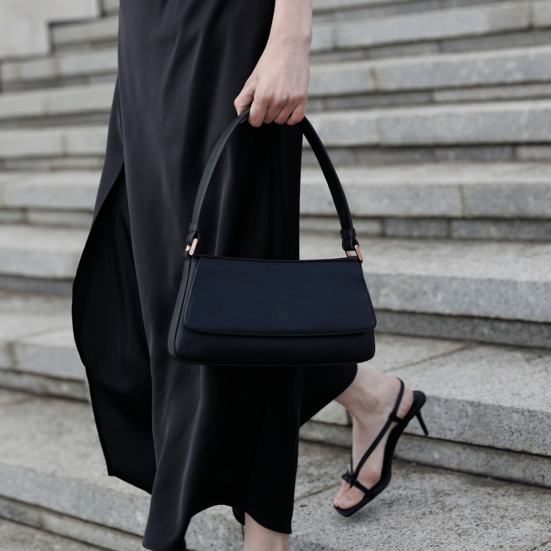 Leather Baguette Handbag for Women - Bright Lights, Big City