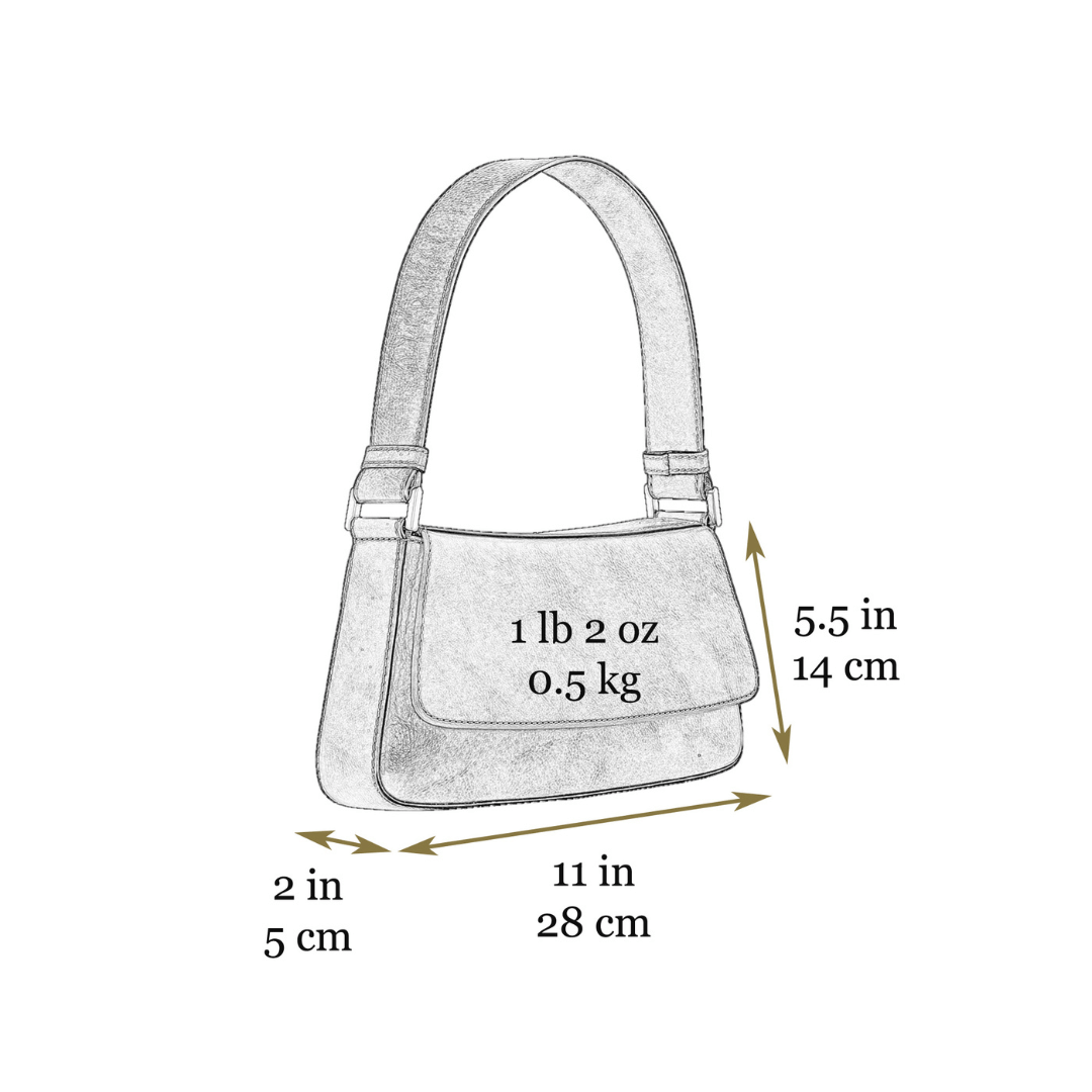 Leather Baguette Handbag for Women - Bright Lights, Big City