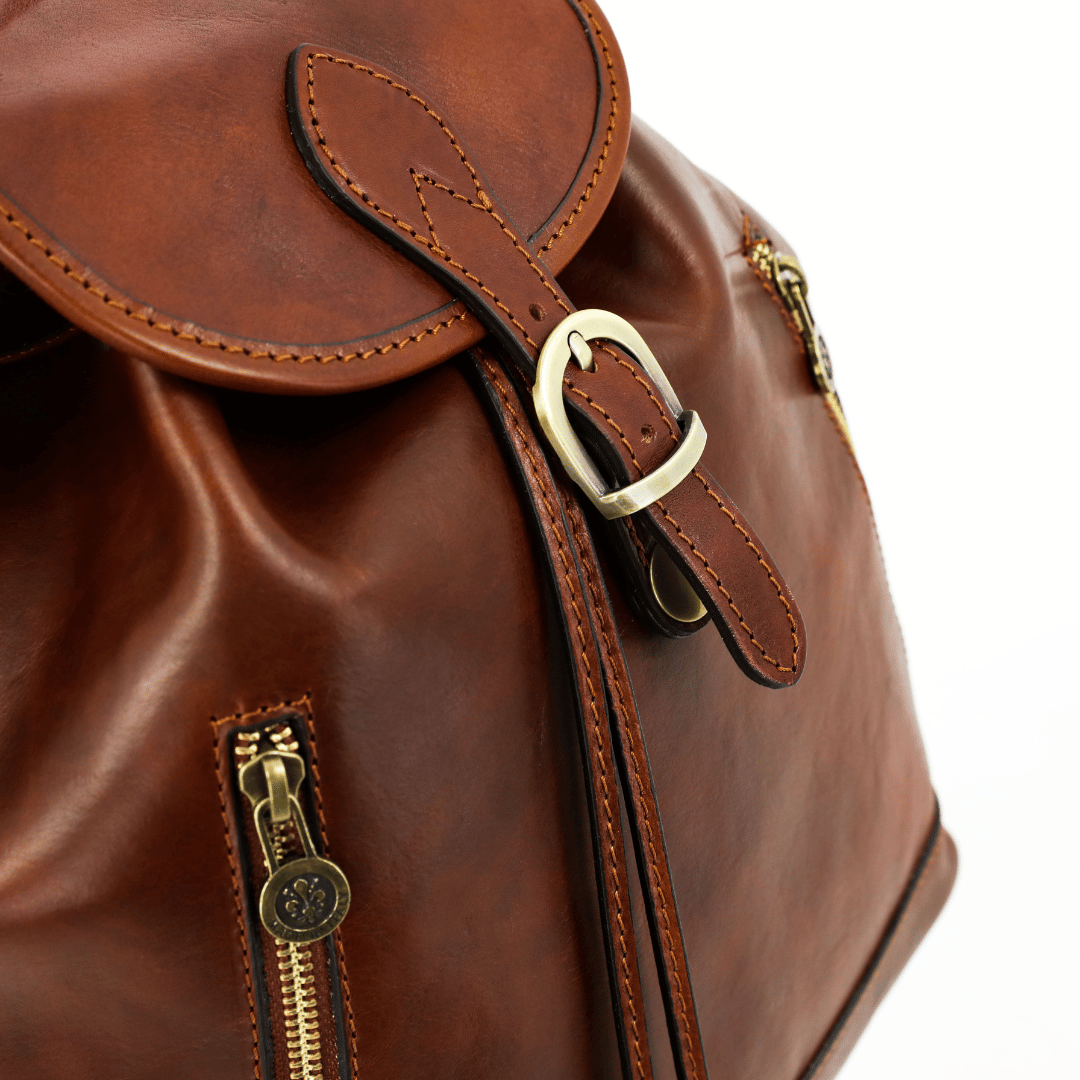 Leather Backpack for Women - White Noise
