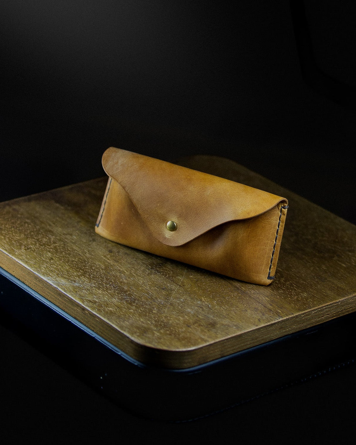 yellow leather sunglasses pouch