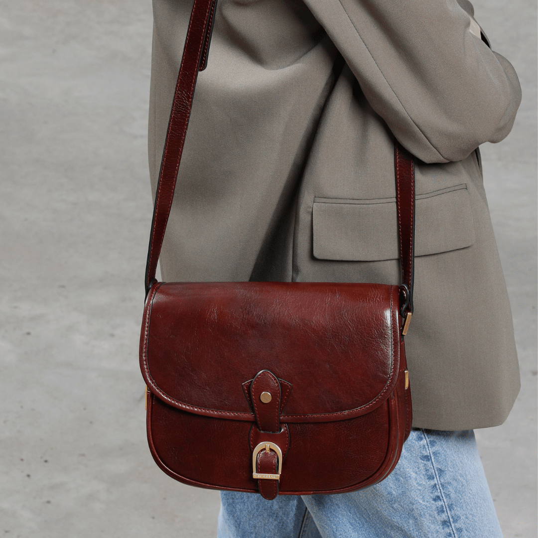 Womens Leather Saddle Bag - Women In Love