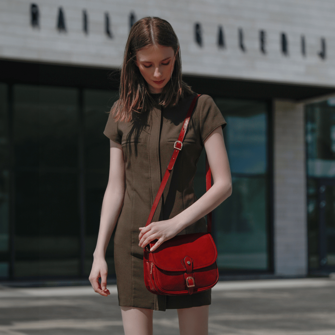 Womens Leather Saddle Bag - Women In Love
