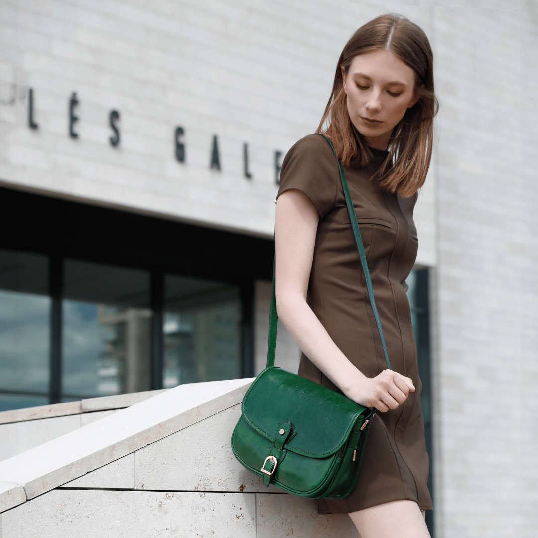 Womens Leather Saddle Bag - Women In Love