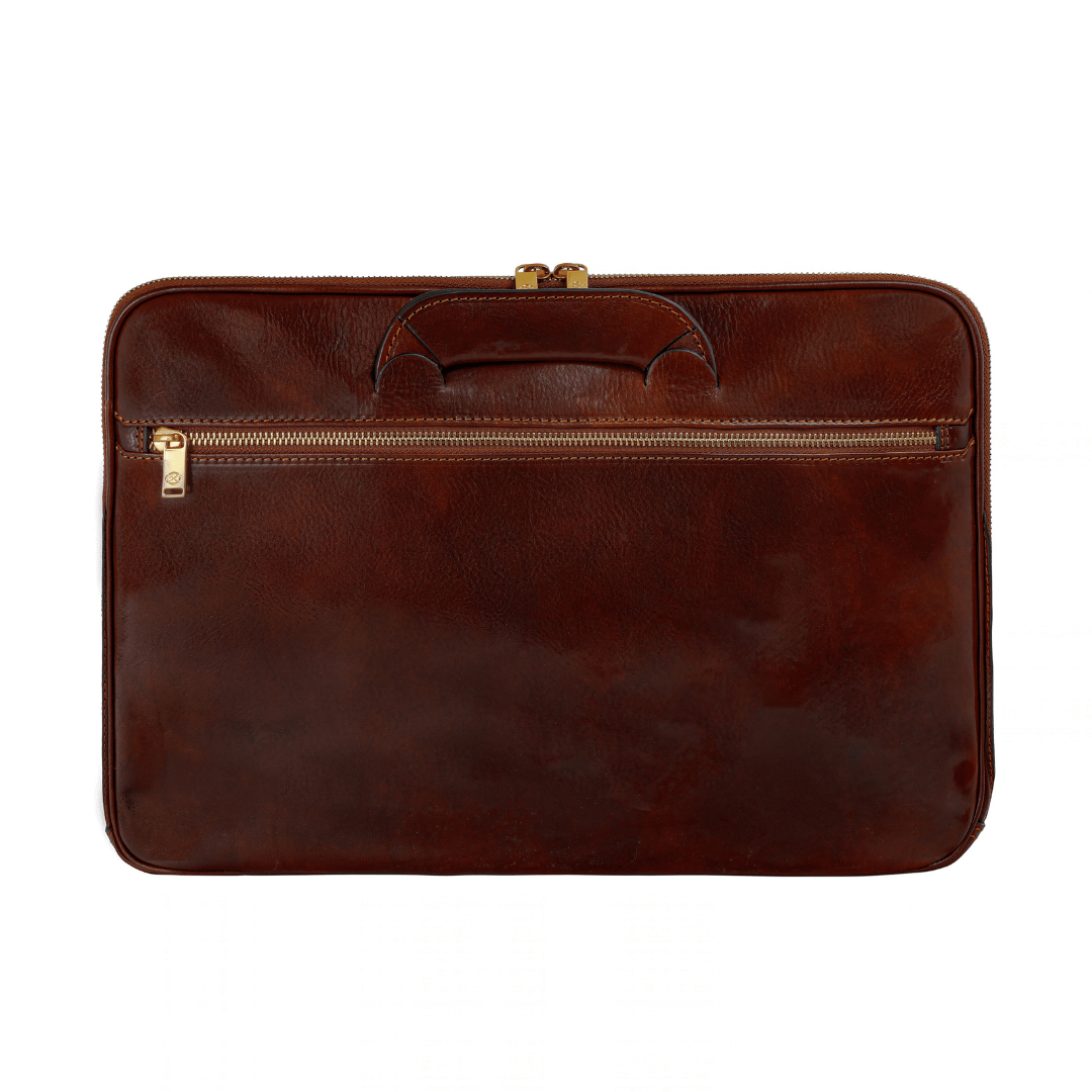 Leather Briefcase Laptop Bag - Brave New World