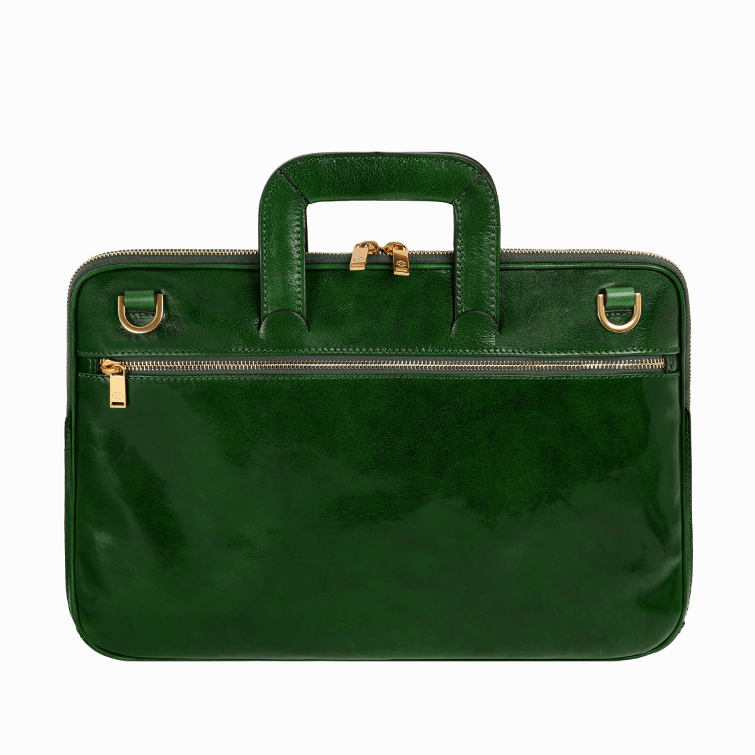 Leather Briefcase Laptop Bag - Brave New World