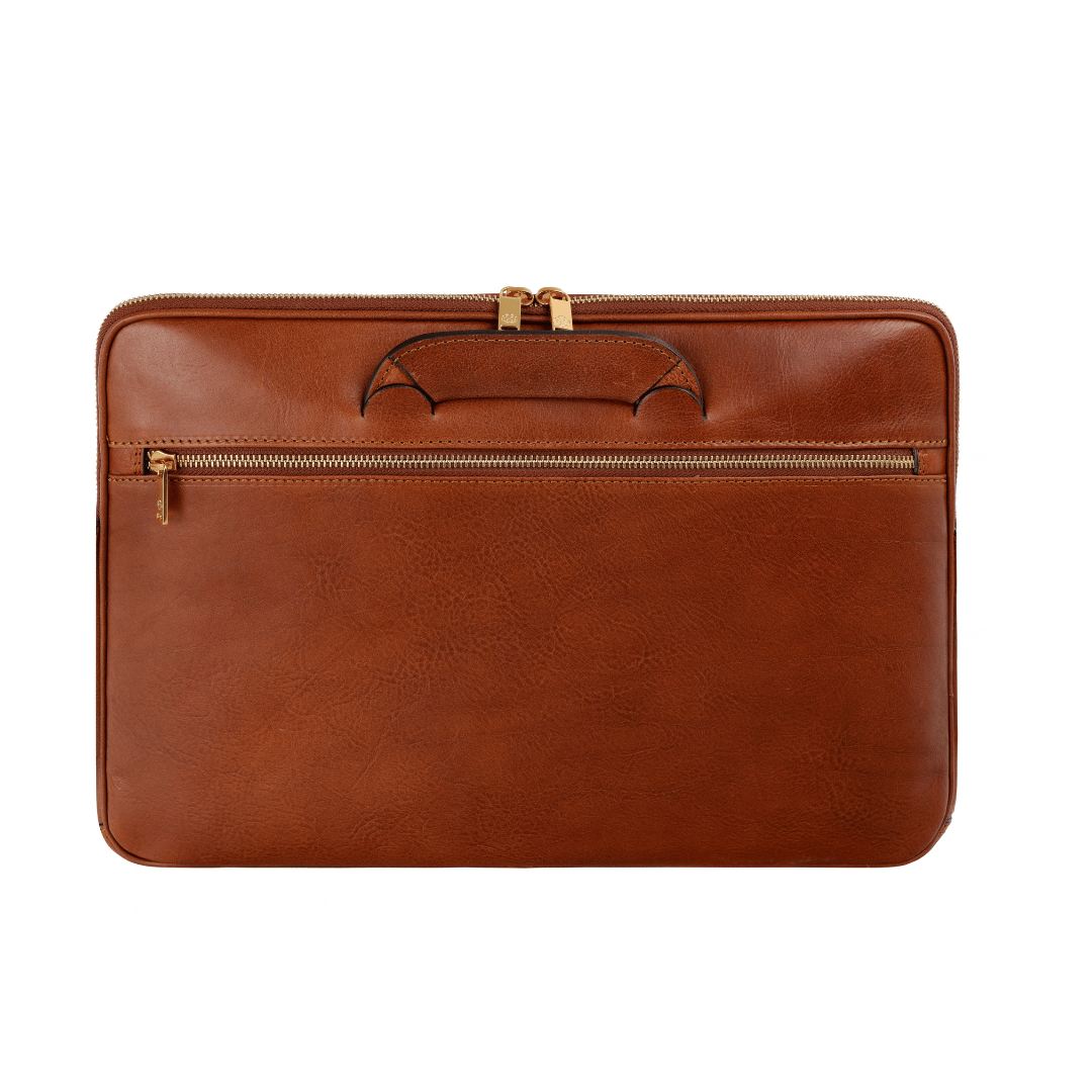 Leather Briefcase Laptop Bag - Brave New World