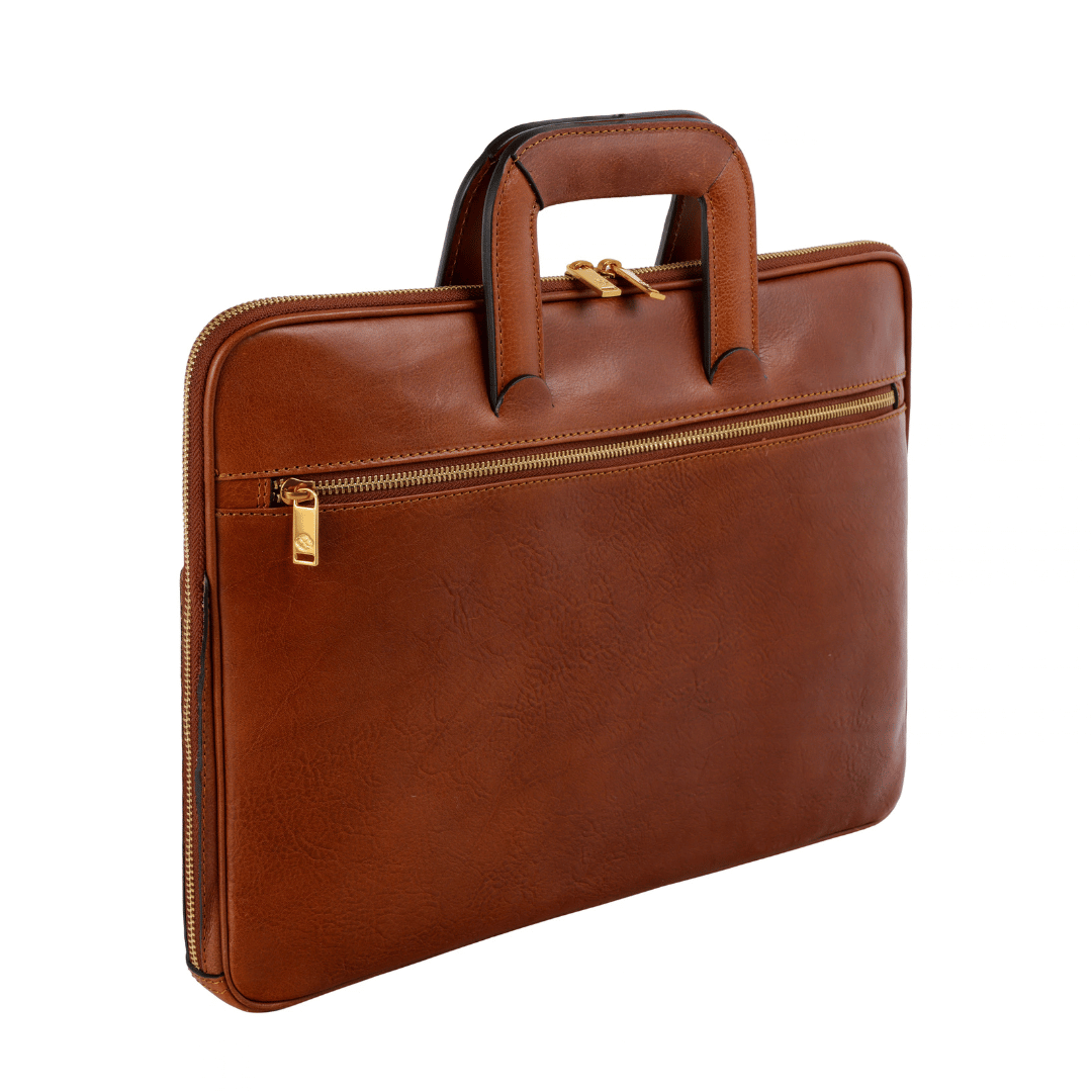 Leather Briefcase Laptop Bag - Brave New World